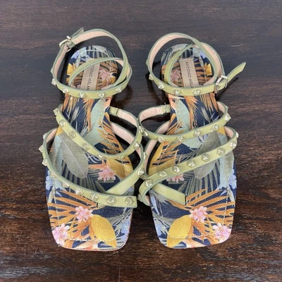 Antonio Melani Sandals Womens Leather Studded Shoes Size 7.5 M Green  - Image 1 of 4