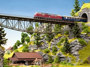 NOCH Puente vientre de pez con cabezas de puente, ideal para maqueta de tren, escala H0, - Imagen 1 de 9