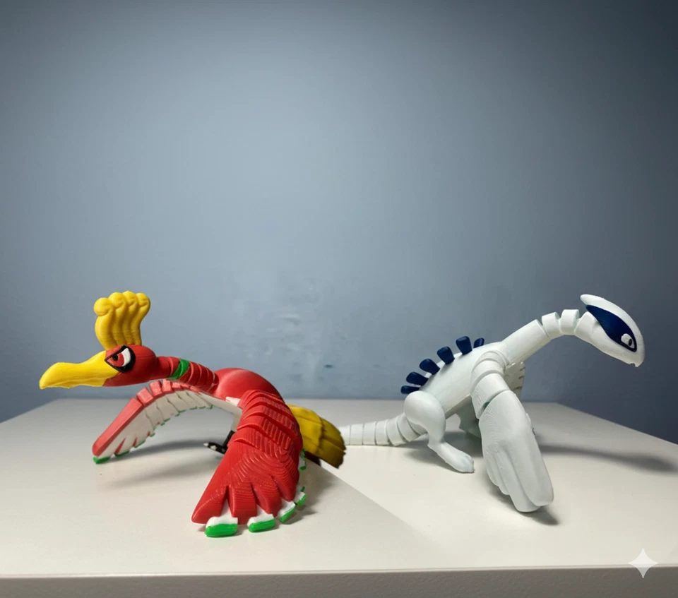 Figuras Lugia y Ho-Oh impresas en 3D Flexi - Leyenda Pokémon - Johto oro y plata Foto 1 de 1