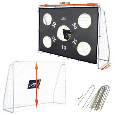 Crane Sports Fußballtor Torwand Fußball Tor mit Netz 2,40m x 1,70m x 0,85m