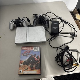 Sony PlayStation 2 Silver PS2 Slim Bundle SCPH-77001 Console Tested Working