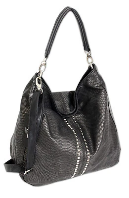 JENNIFER JONES Damen Handtasche schwarz Schultertasche Umhängetasche günstig in Top Qualität