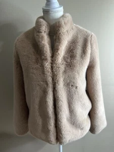 MAGASCHONI Kurzmantel Damen Größe Extra Small WEICHER beige Plüsch Kunstfell - Bild 1 von 13