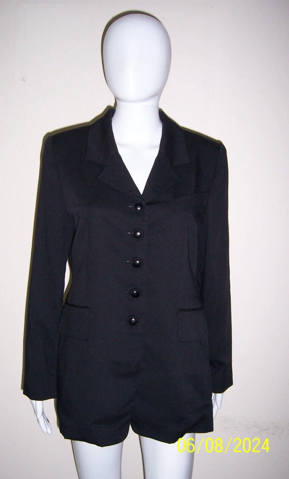 Vintage Hugo Buscati Wool Blend Blazer 5Button Front Single Breasted Black Sz 8P - Image 1 of 4