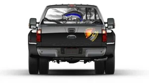 Seabass Fish Black and White Thin Blue Line Rear Window Perf Vinyl Graphic Decal - Bild 1 von 4