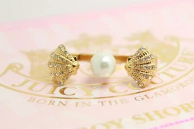 Novo! Anel duplo Juicy Couture concha e pérola - Imagem 1 de 4