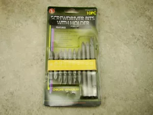 10 Pc Screwdriver Bits with Rubber Holder Set, Chrome Vanadium, Phillips, Tools - Bild 1 von 5