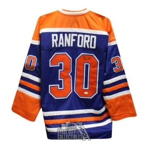 Bill Ranford Autographed Edmonton Custom Blue Hockey Jersey - JSA - Picture 1 of 2