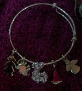 Sterling Silver CHARM BRACELET W/Girl Dress Angel Made w love Elephant Bear LOT - Picture 1 of 2