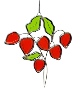 Stained Glass Suncatcher Chinese Lanterns Handmade 5 x 4.5 Heavy Glass and Lead - Picture 1 of 2