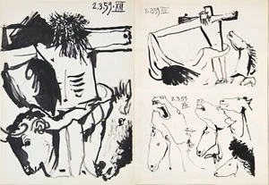 Litografía Desplazada 2 Caras Picasso "Cristo" Cristo Toros y Toreros, 1961 Original - Imagen 1 de 3