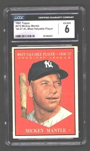 1961 Topps Mickey Mantle 56-57 AL MVP #475 CGC 6 Ex-NM - Bild 1 von 2