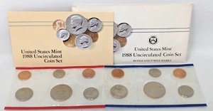 Vintage 1988 United States US Mint Uncirculated D & P Coin Set Envelope CG24 - Picture 1 of 8