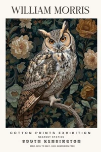 William Morris Vintage Owl Cotton Exhibition Botanical Prints Wall Poster Print - Picture 1 of 6