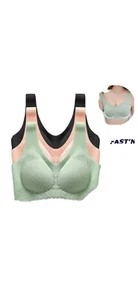 Women Seamless Push Up Bra,Thai Latex Bralette, set of 3 bras, Size XXL - Picture 1 of 10