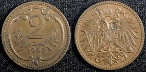 Österreich Franz Joseph I Bronze 1903 2 Heller UNC KM# 2801 (23 953) - Bild 1 von 3