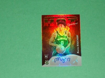 MarJon Beauchamp Auto Rookie Card 2022 NBA Hoops Hot Signatures Milwaukee Bucks! - Image 1 of 4