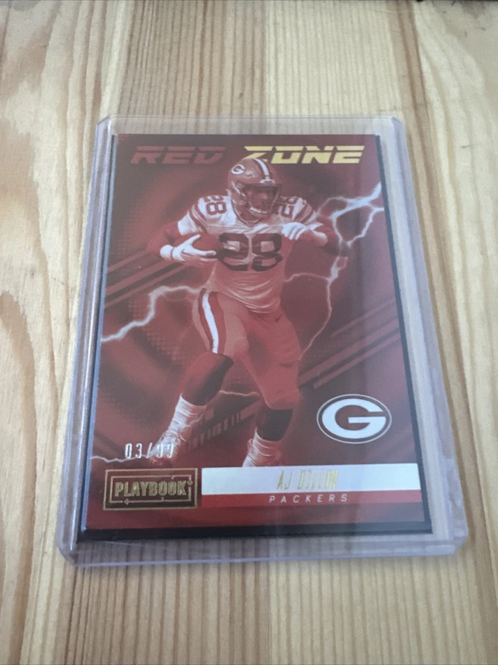 2022 Panini Playbook AJ Dillon Red Zone #RZ-15 Green Bay Packers SP Gold /99 - Image 1 of 1
