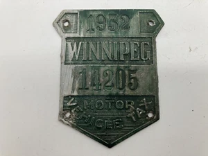 1932 Winnipeg Manitoba Motor Vehicle Tax Tag License Plate 14205 - Picture 1 of 2