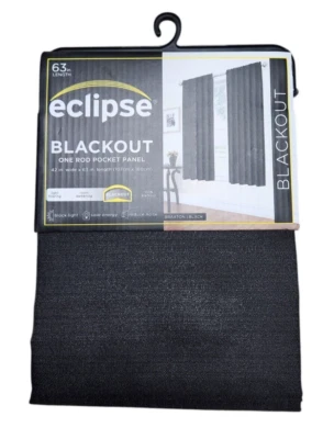 Eclipse 100% Blackout Curtain 63" Length One Rod Pocket Panel 42" x 63" - Image 1 of 4