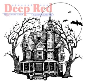 Deep Red Stamps Haunted Mansion Rubber Cling Stamp - Picture 1 of 3