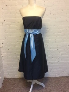 Jenny Yoo strapless sash waist fit and flare dress blue size 8 - Picture 1 of 8