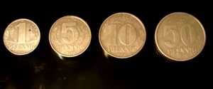 Set DDR Münzen 1, 5, 10, 50 Pfennig Münzen aus dem Umlauf - Bild 1 von 2