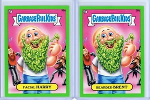 2012 Garbage Pail Kids BNS1 FACIAL HARRY & BEARDED BRENT 36A/B Green Parallels - Picture 1 of 1