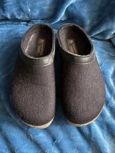 Haflinger Unisex GZL Trim Grizzly Black Wool Clog/Mule Boat Shoe Sz 41 Women 10 - Picture 1 of 6