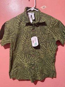 Makani Hawaii Boys Shirt 8 Green Button Up Hawaiian Short Sleeve Collared New - Picture 1 of 7