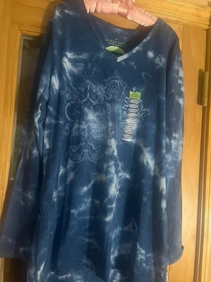 EARTH YOGA Mujer Yoga Azul Tie Dye Estampado LS Algodón Orgánico Rayón XXL NUEVO CON ETIQUETAS'S Foto 1 de 2