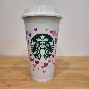 2022 Starbucks Valentine’s Day Color Changing Hearts Reusable Hot Cup mit Deckel - Bild 1 von 8