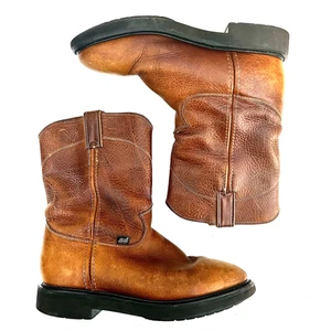 Justin Western Work Boot 4762 Briar Pitstop Brown Leather Mens Size 10.5 EE - Picture 1 of 11