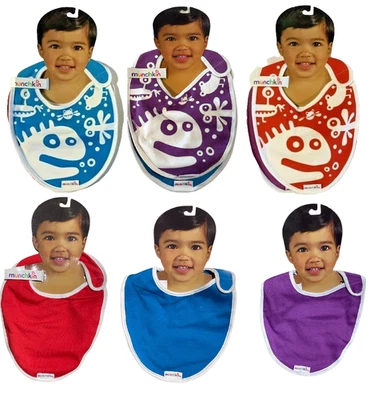 Lot 6 Red Purple Blue Munchkin Monster Alien Cotton Baby Bib Drool Burb Cloth Foto 1 de 4