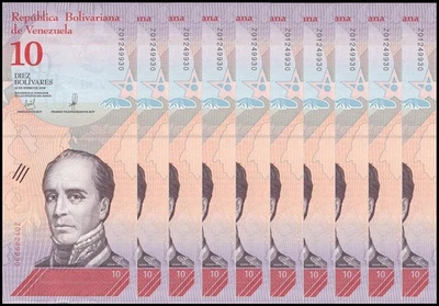 Venezuela 10 Bolivar Soberano, 2018, P-103az, UNC Replacement X 10 PCS - Image 1 of 2