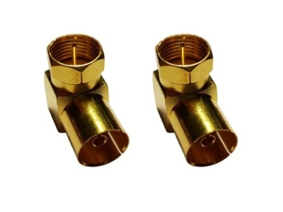 IKAREX-SHOP ✅ 2x F Typ Stecker Winkel Adapter 90 Grad KOAX Antennen Buchse vergoldet TV SAT