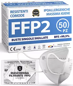 ADESTE - 50 Mascherine FFP2 Bianche Certificate CE, Filiera Controllata, Analler - Foto 1 di 12