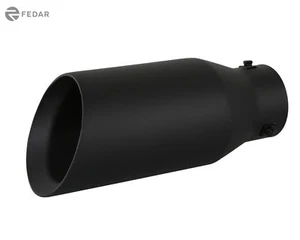 3.5 inch Inlet 5 OD 12 Long Dual Wall Slant Angle Cut Truck Exhaust Tip Pipe - Picture 1 of 4