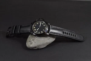 CORREA RELOJ 26 24 22 MM NEGRO I GENUINO CUERO ALOMADO APTA PANERAI ETC MA STRAP - Picture 1 of 12