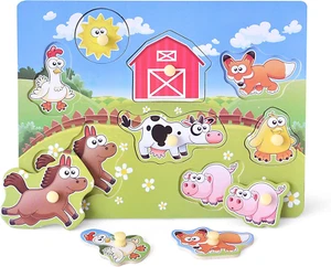 Educational Toys for 2 Year Old Toddler Kid Wooden Peg Puzzle Learning Toy Board - Picture 1 of 5