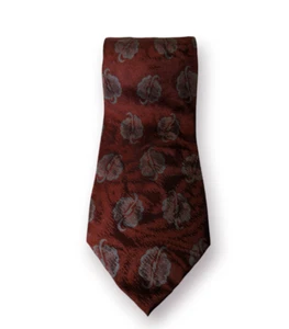 Giorgio Armani Cravatte Maroon Gray Floral Men's Necktie Italian Silk Tie 58" - Picture 1 of 6