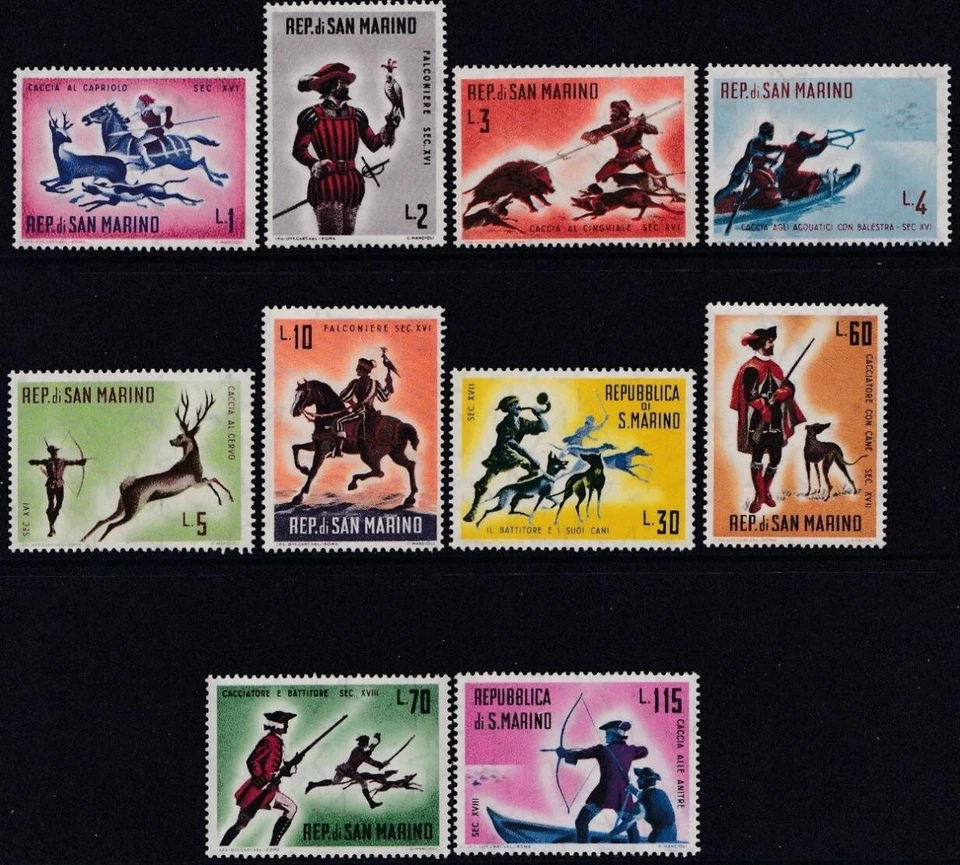 San Marino Stamps 1961 ☀ Hunting in the 16-18th Century ☀ MNH (**) - Image 1 of 1