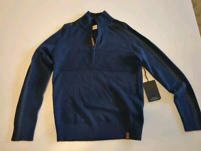 NWT Obermeyer Men's Vince 1/2 Zip Pullover Sweater Wool Blend Navy Blue Sz S - Image 1 of 4