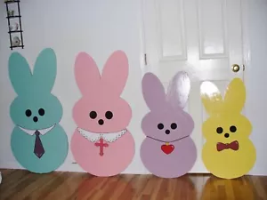 4-pc. set made to order Easter Bunnies Lawn yard art decoration - Picture 1 of 4