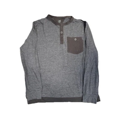 Camisa Pullover REI Manga Larga Henley Para Hombres Grande Gris Bolsillo Campamento Caminata Botones Foto 1 de 4