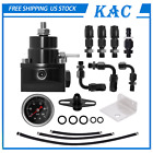 Adjustable Fuel Pressure Regulator Kit W/ Gauge 0-100 PSI 6AN Black Universal