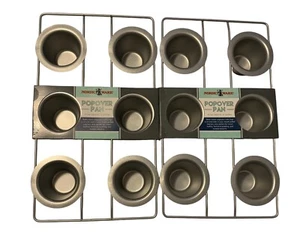 LOT OF 2 Nordic Ware Popover Pans Makes 6 ea. Popovers Wire Rack Silver NEW - Picture 1 of 3