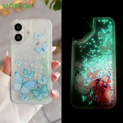 Funda Suave Brillo Mariposa para iPhone 11-16 Pro Max Mini Cubierta de Silicona Foto 1 de 4