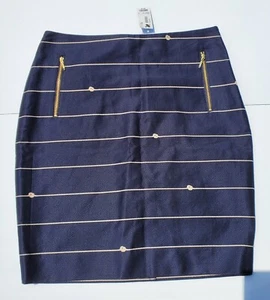 The Limited Jacquard Blue Nautical Rope Knot Skirt Zip Pockets Size 4 Petite New - Picture 1 of 3