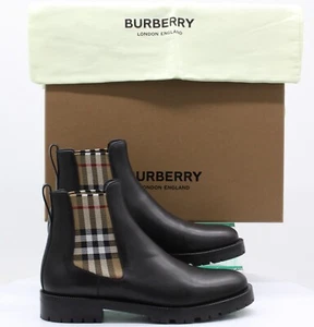 Burberry Ladies Allostock Chelsea Leather Casual Black/Comb 41 UK 7 - Picture 1 of 9